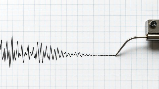 Polygraph recording trace ending in a flat line on graph paper symbolizing completed examination results