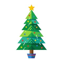 Obraz premium Stylized Christmas tree with ornaments and star