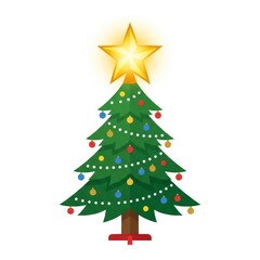 Fototapeta premium Christmas tree with star and ornaments