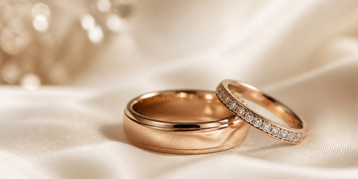 Wedding Rings Soft Gold Close Up Wedding Romantic Concept