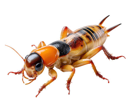 Close-up of an Earwig: A detailed macro photograph of an earwig insect, showcasing its distinct segmented body, antennae, and formidable pincers.