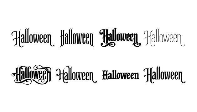 Halloween Text Design in Decorative Spooky Script Font for Festive Holiday Themes and Party Invitations