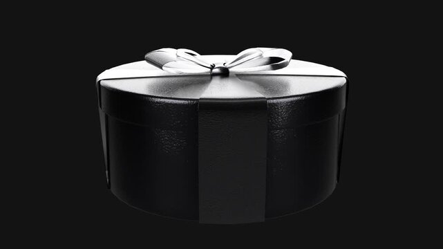 Black Friday Cyber Monday Christmas Gift Box with Silver Bow