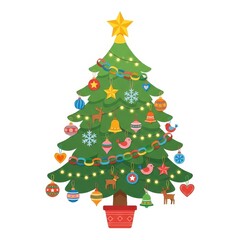 Fototapeta premium Christmas tree with ornaments and lights