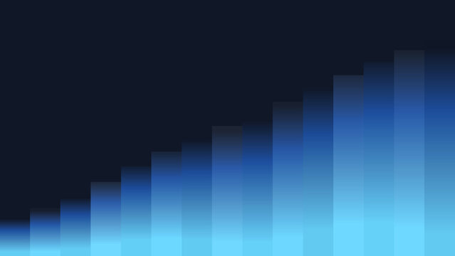 Bar chart illustrates a steady upward trend using smooth blue gradients against a dark background.