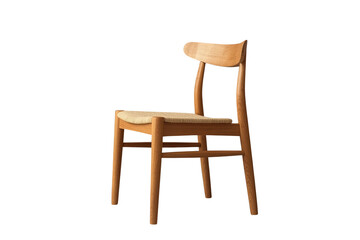 Fototapeta premium Simple wooden side chair with curved back support