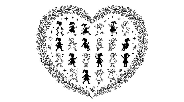 heart shape with dancing children