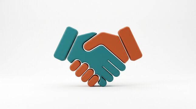 3D render of a professional handshake representing a successful business deal.