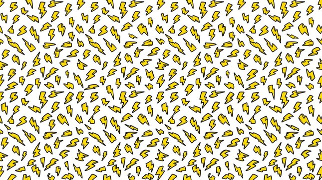 Cartoon lightning bolt seamless pattern on white background