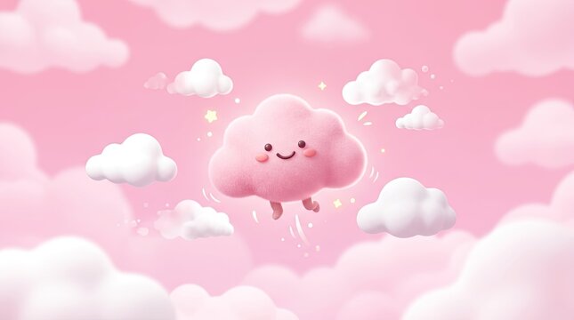 pink hearts on sky background