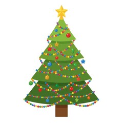Obraz premium Decorated Christmas tree with lights and ornaments