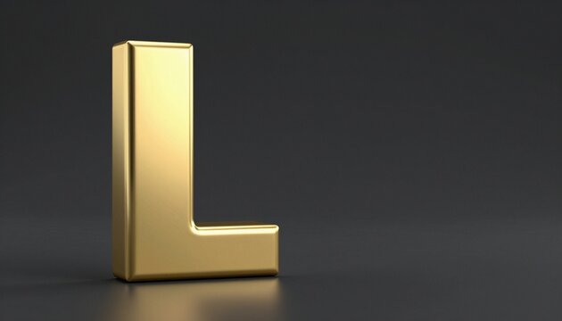 High-quality 3D illustration of a bold uppercase letter L crafted from polished yellow gold
