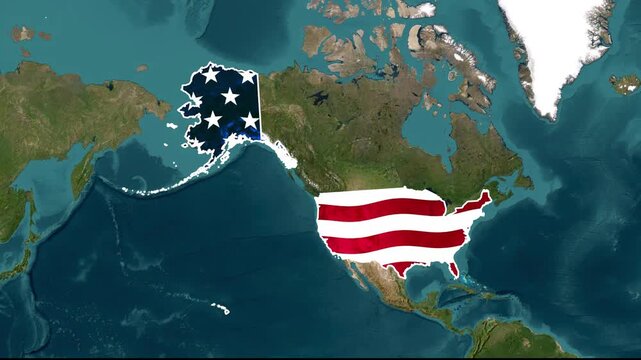 United States Map Zoom Animation with American Flag and Borders