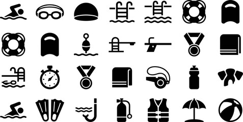Set of swimming and water sports vector icons. © barry