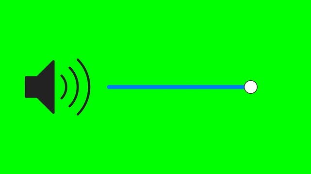 Interactive volume control slider adjustment animation moving across a bright green screen background video motion clip