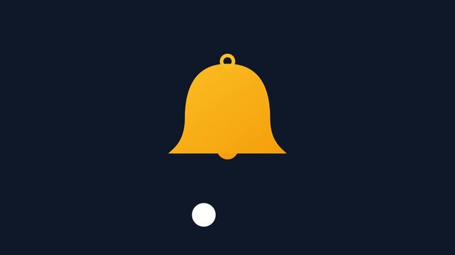 Yellow notification bell icon shaking with red counter badge in smooth digital motion animation video clip