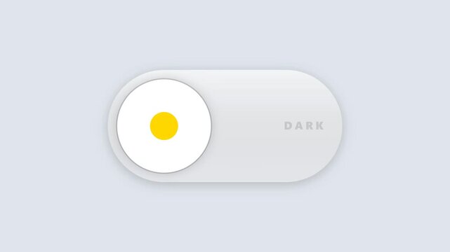 Digital interface toggle switch motion footage featuring smooth transition between bright light and dark mode settings