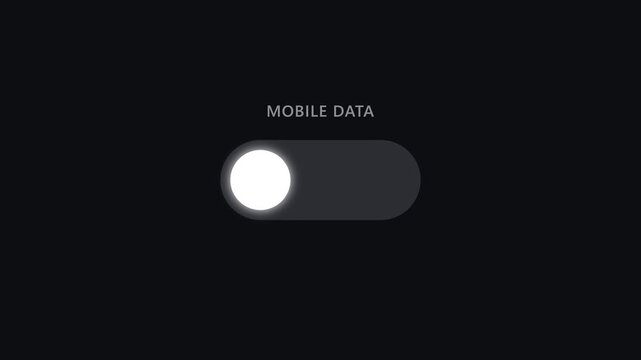 Mobile data toggle switch animation showing digital interface interaction with smooth glowing green screen motion clip