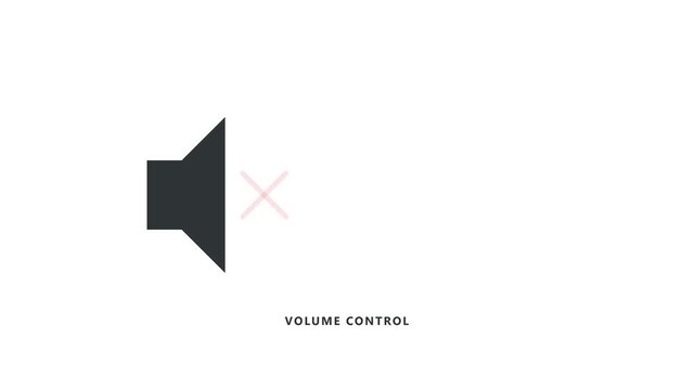 Speaker volume control interface icon animation featuring digital sound levels and mute status toggle video footage