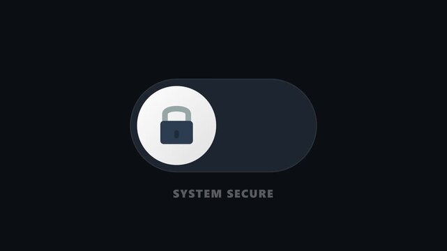 Digital security toggle switch animation showing system access granted status in smooth motion video clip design