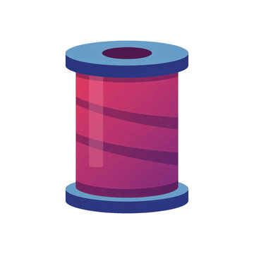 Vivid pink thread spool sewing supply icon on transparent background