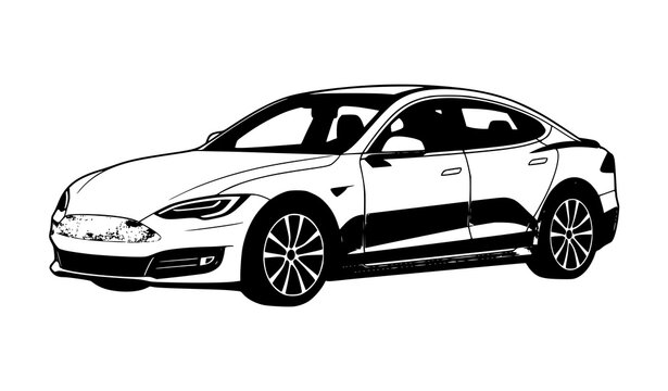 Contemporary luxury performance sedan vector illustration with sleek modern transportation concept isolated on white background