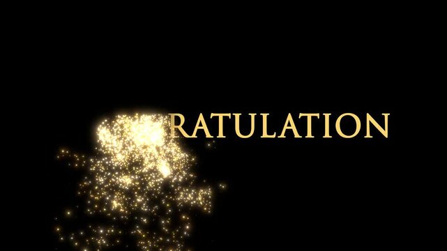 "Congratulation" animation with particle flying text.