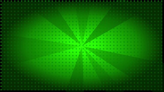 Green radial sunburst background with halftone dot pattern