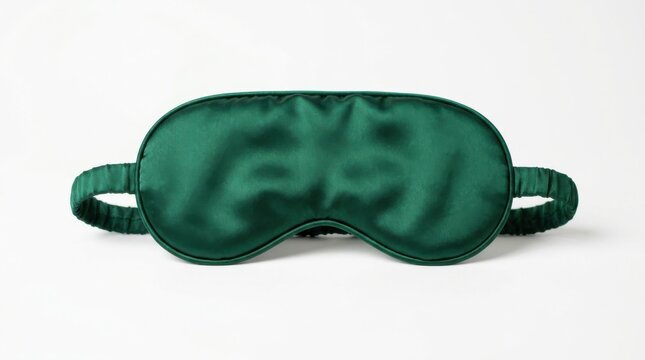 Green silk sleep mask isolated on white background