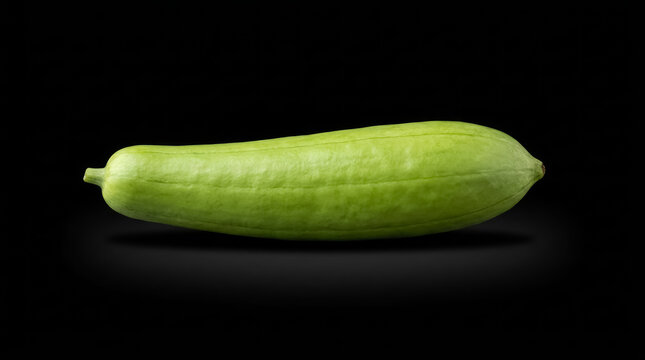 Fresh Bangladeshi Ridge Gourd (Jhinga) Isolated on Black Background, Premium Organic Food Photography