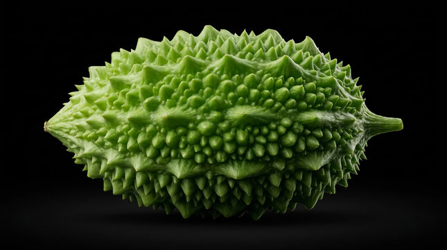 Fresh Bangladeshi Teasel Gourd (Usta) Isolated on Black Background, Premium Organic Food Photography
