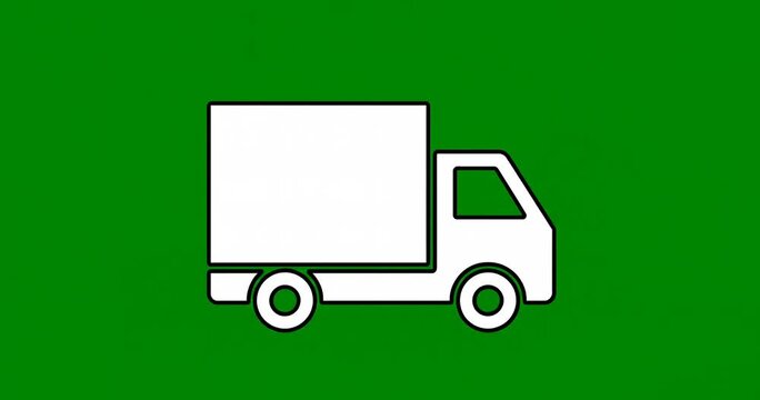 Green Screen Delivery Truck Cargo Lorry Icon Animation