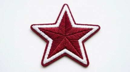 Naklejka premium Red star patch isolated on white background