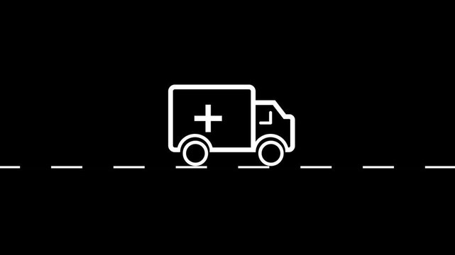 ambulance car truck icon, Transportation Fast moving shipping delivery truck animation background