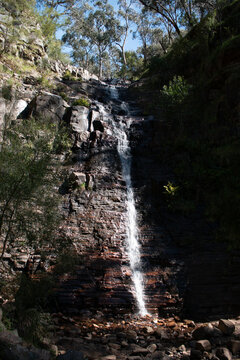 Australia, First Falls is an iconic, approximately 30-meter-high waterfall located in Morialta Conservation Park, nestled in the Adelaide Hills just 10 kilometers northeast of Adelaide's city center.