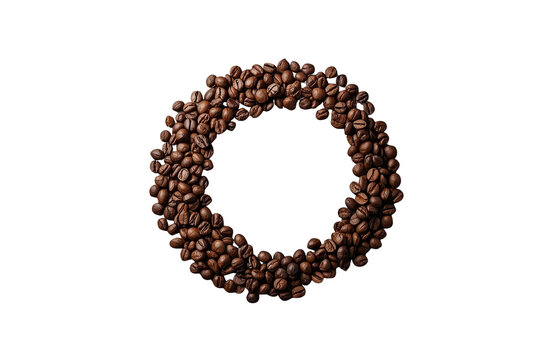 Dense round ring of dark roasted coffee beans