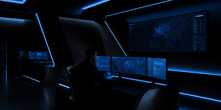 High Contrast Black and Electric Blue Minimalist Command Center