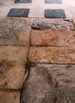 Worn Flagstone Tiles In An English Country House In Essex