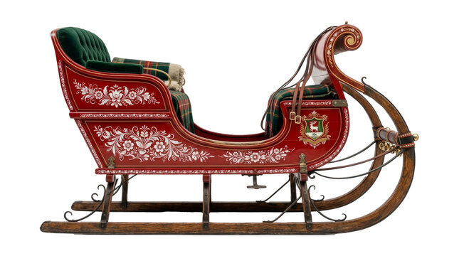 Red sleigh furniture white background decoration
