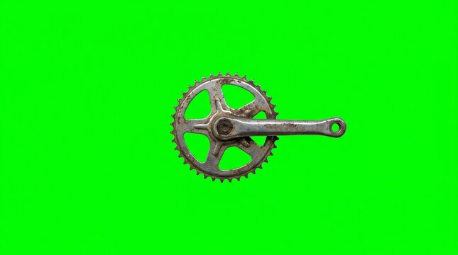 Close-up of vintage bicycle crank spinning smoothly. Retro bike pedal mechanism in motion for cycling enthusiasts.