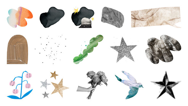 PNG Eclectic collage elements collection on transparent background