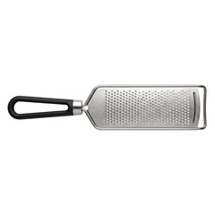 Stainless steel grater with black handle for kitchen use