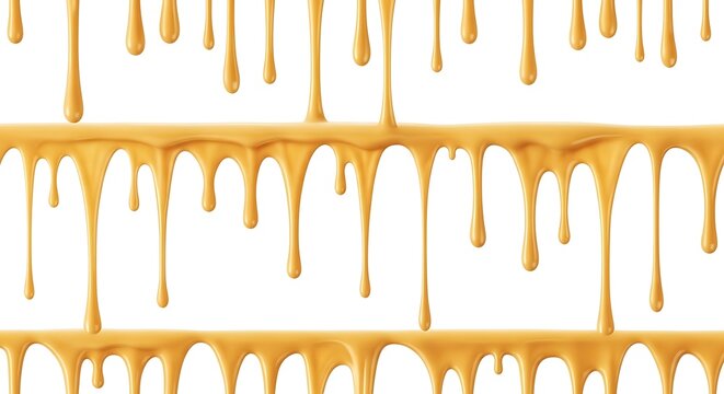 Golden Honey Drips Seamless Pattern, Sweet Liquid Flowing, Food Texture Background
