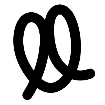 Black pretzel icon isolated on white. Traditional German snack symbol for bakery design.