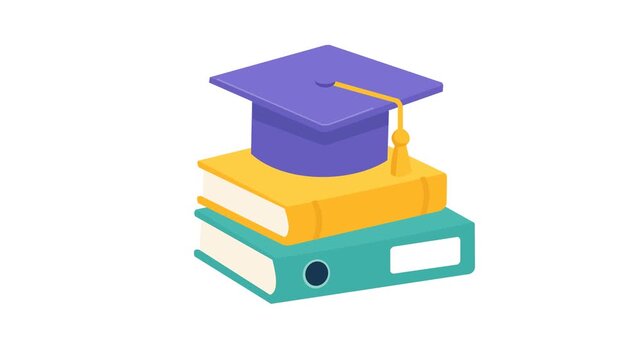 Graduation Cap on Stack of Books Vector Illustration Education University Concept