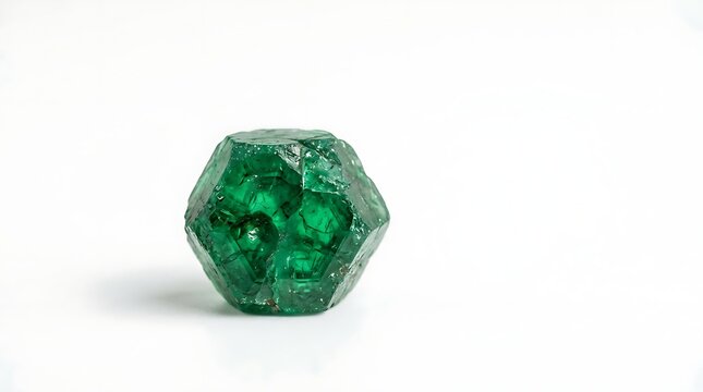 Raw Green Emerald Gemstone Crystal Isolated on White Background Mineral Specimen for Jewelry Design