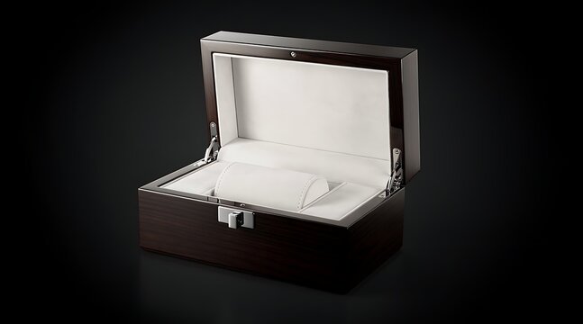 Luxury Open Wooden Watch Box with White Leather Interior for Single Timepiece Presentation