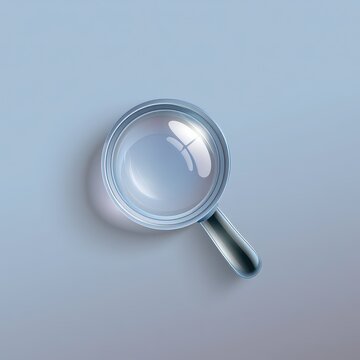 Digital art of a magnifying glass symbol with gentle shadows on a neutral backdrop