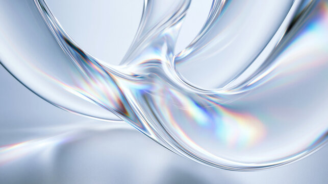 Abstract Transparent Glass Wave with Prism Light Refraction