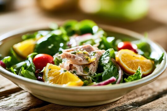 Ensalada fresca con pescado ahumado y c&Atilde;&shy;tricos